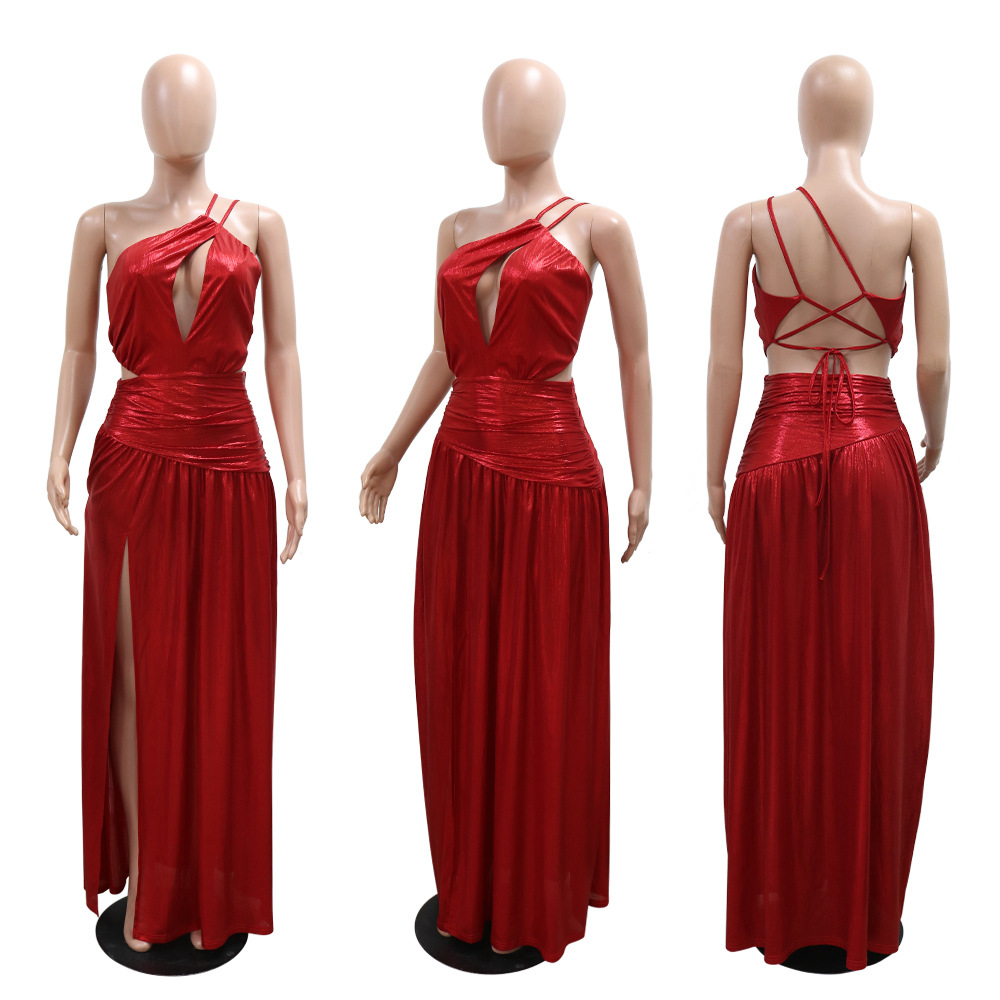 High split sleeveless long dress sexy evening dress for women