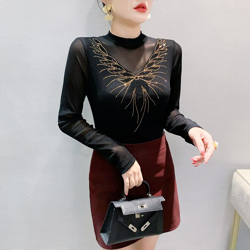 Rhinestone tops unique small shirt for women