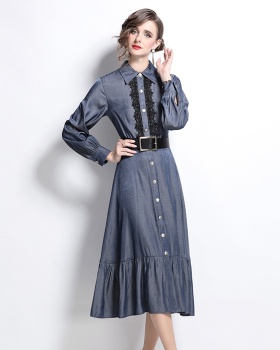 Lace fashion long dress temperament splice shirt