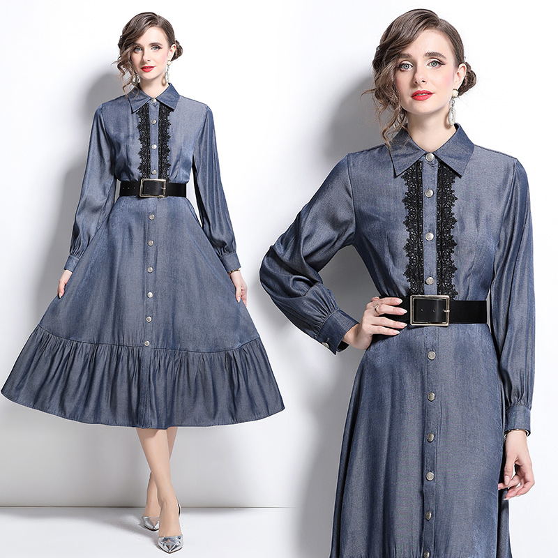 Lace fashion long dress temperament splice shirt