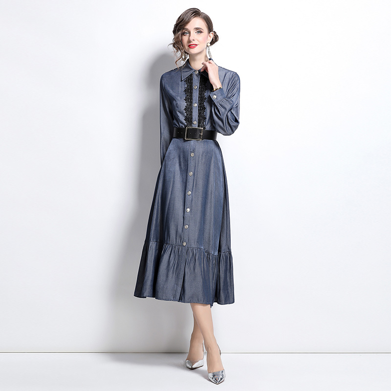 Lace fashion long dress temperament splice shirt