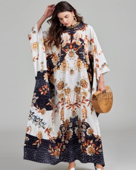 Personality printing light luxury round neck dress