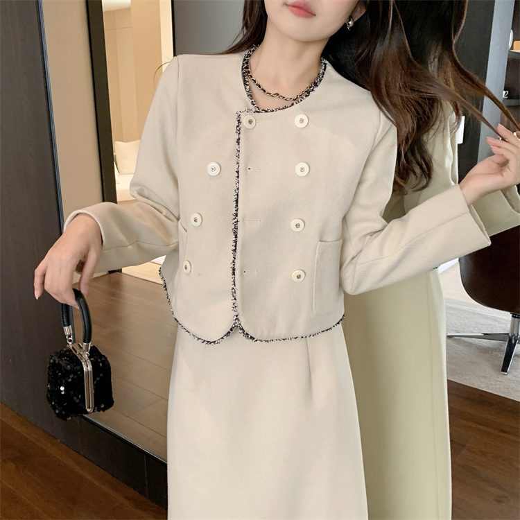 France style elegant coat winter skirt 2pcs set