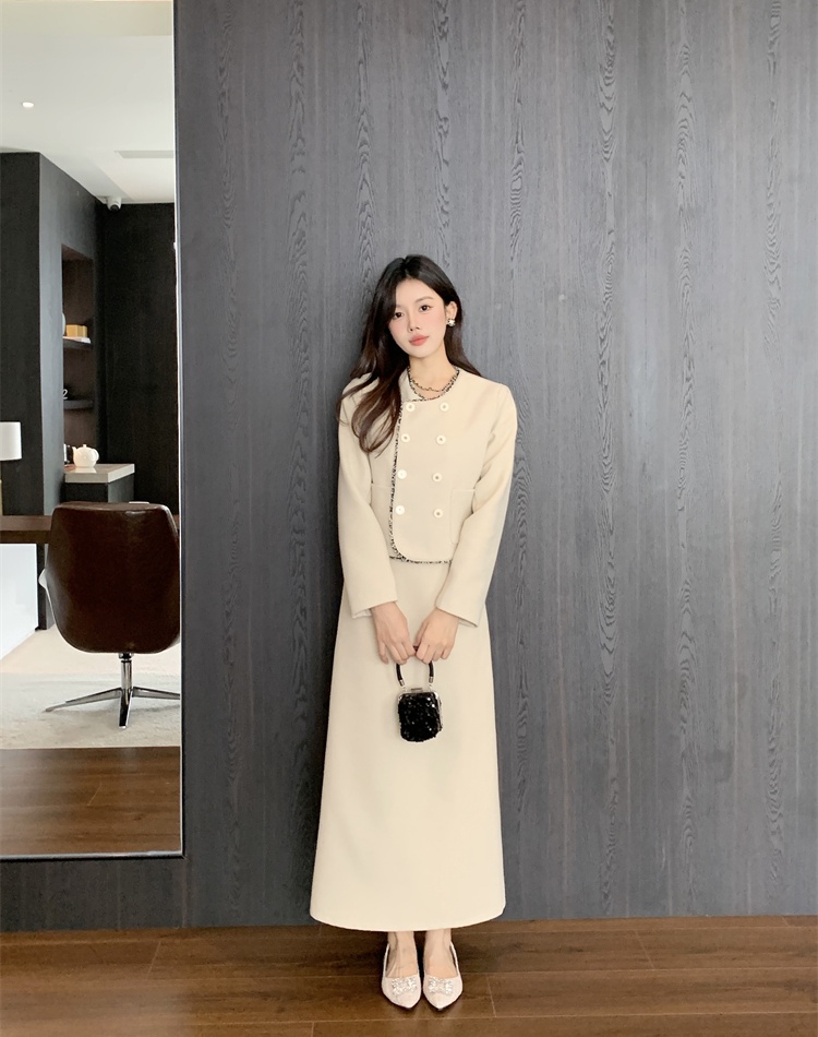 France style elegant coat winter skirt 2pcs set