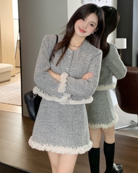 Light luxury short skirt winter skirt 2pcs set