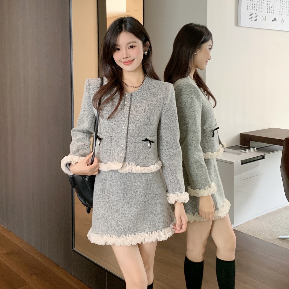 Light luxury short skirt winter skirt 2pcs set