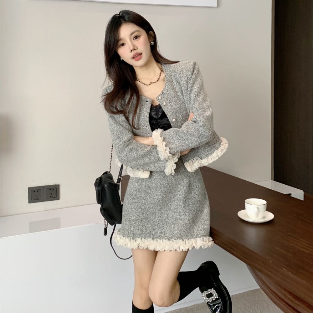 Light luxury short skirt winter skirt 2pcs set