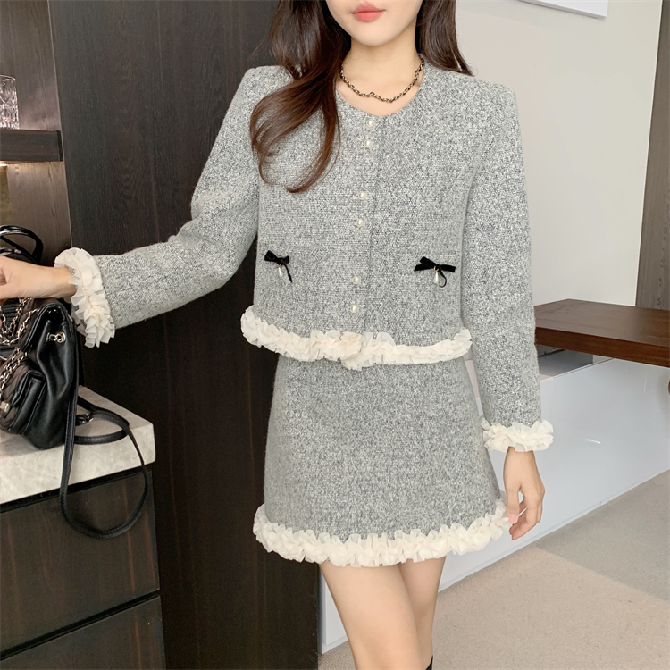 Light luxury short skirt winter skirt 2pcs set