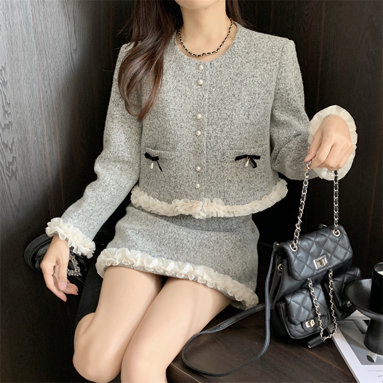 Light luxury short skirt winter skirt 2pcs set