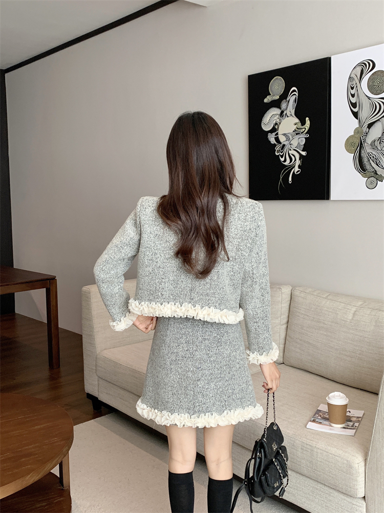 Light luxury short skirt winter skirt 2pcs set