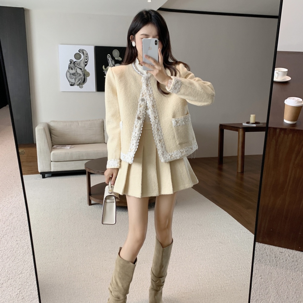 Chanelstyle clip cotton skirt winter short skirt 2pcs set