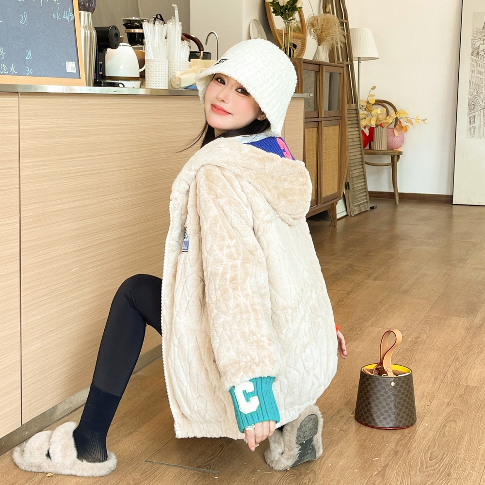 Mixed colors coat elmo cotton coat for women