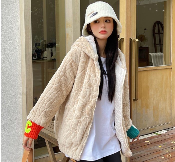 Mixed colors coat elmo cotton coat for women