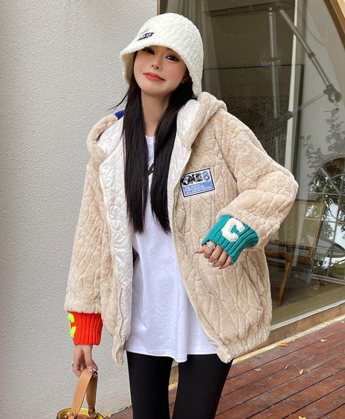 Mixed colors coat elmo cotton coat for women