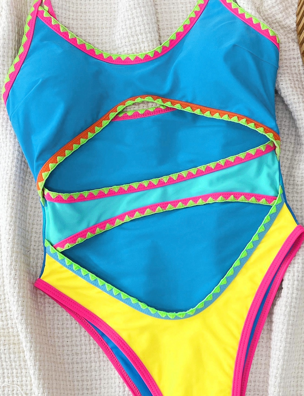 Bikini conjoined bandage mixed colors hollow swimwear