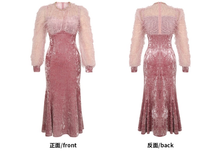 Temperament rhinestone elmo splice dress for women