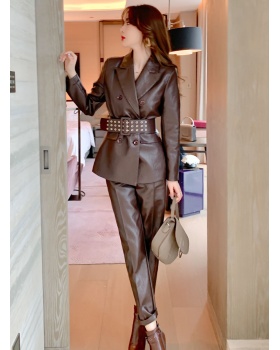 Slim pants pinched waist business suit 2pcs set