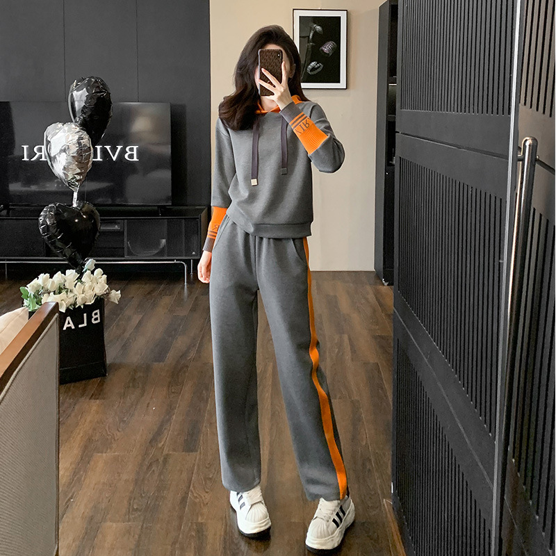 Casual Western style hoodie fashion pants 2pcs set for women