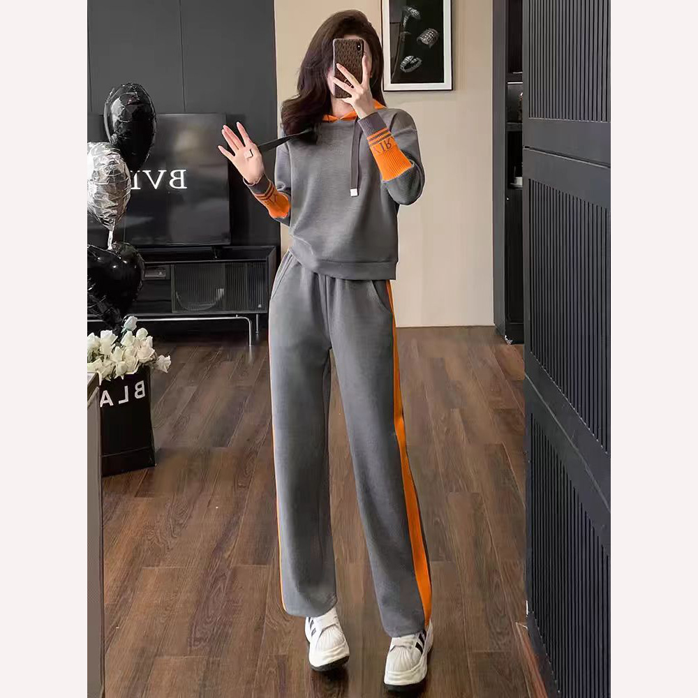 Casual Western style hoodie fashion pants 2pcs set for women