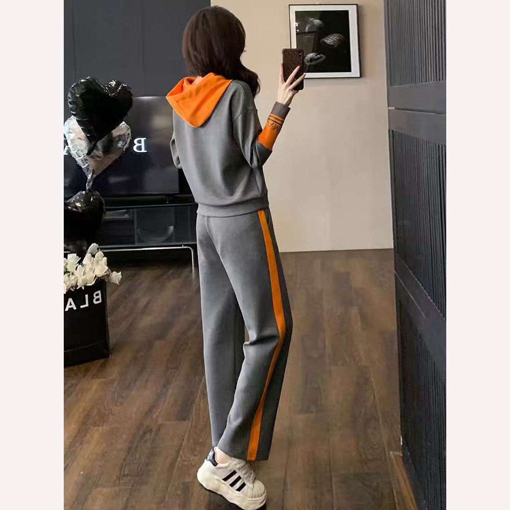 Casual Western style hoodie fashion pants 2pcs set for women