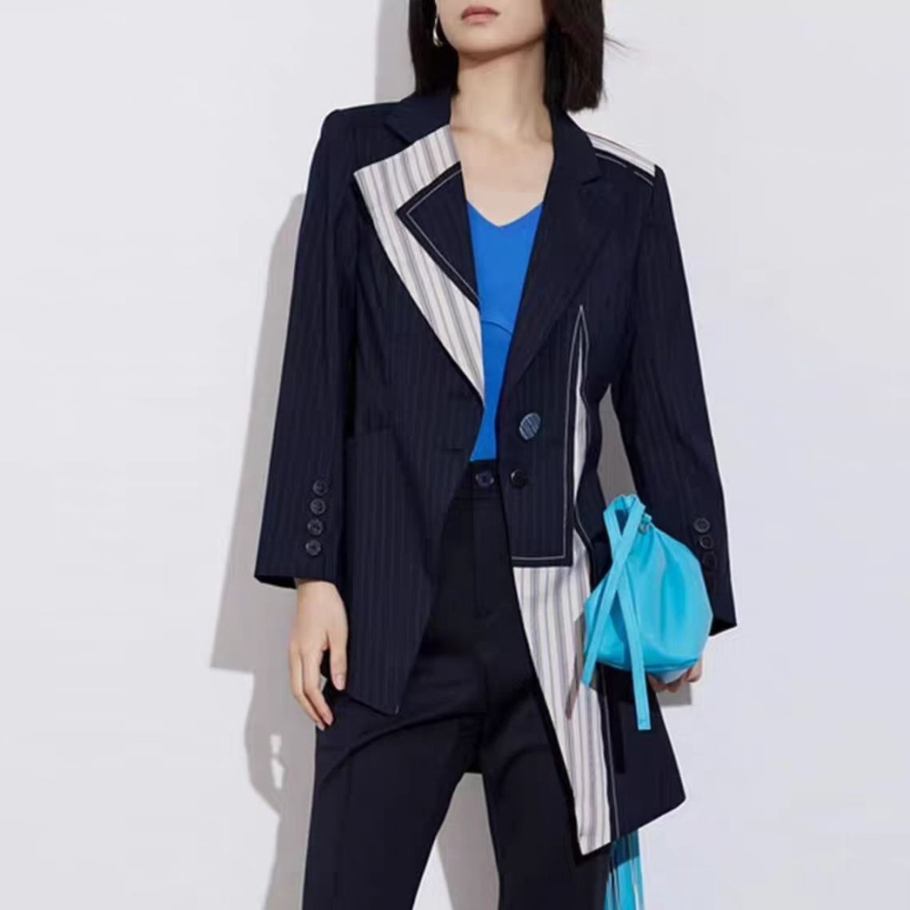 Mixed colors autumn business suit splice tops for women