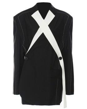 Black-white splice coat loose business suit