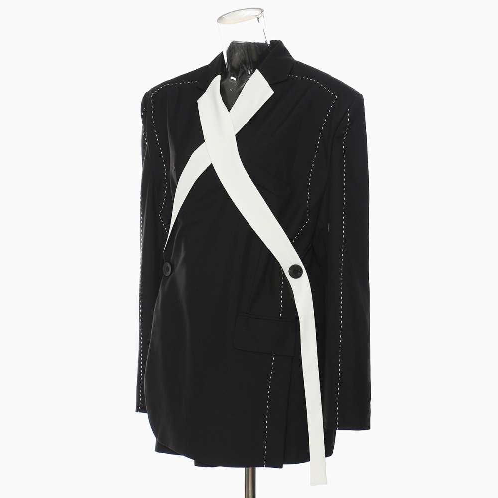 Black-white splice coat loose business suit