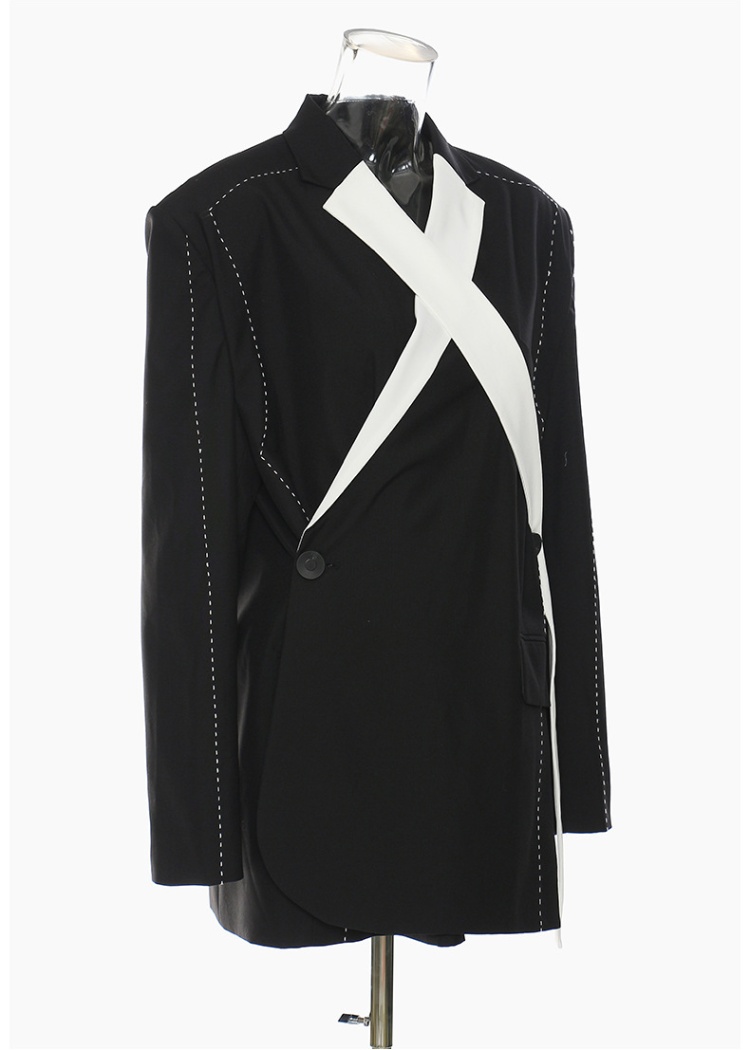 Black-white splice coat loose business suit