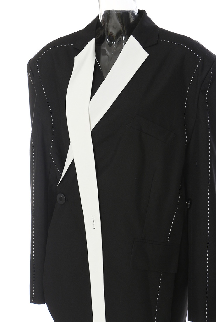 Black-white splice coat loose business suit