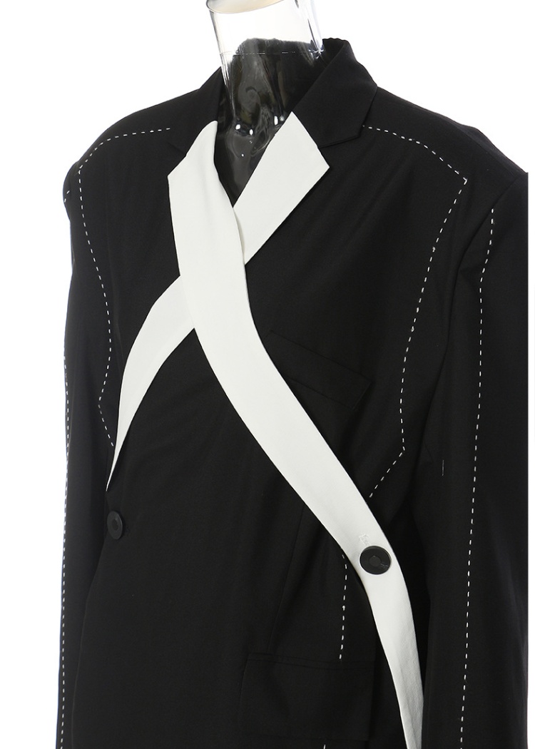 Black-white splice coat loose business suit