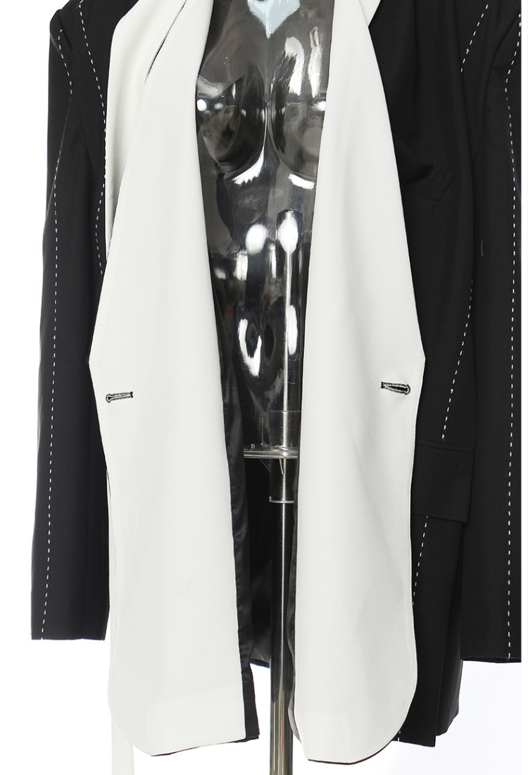 Black-white splice coat loose business suit