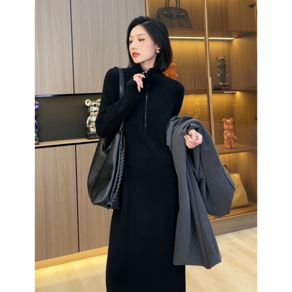 Thick long sweater dress all-match fashion dress