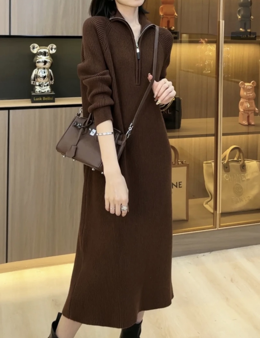 Thick long sweater dress all-match fashion dress