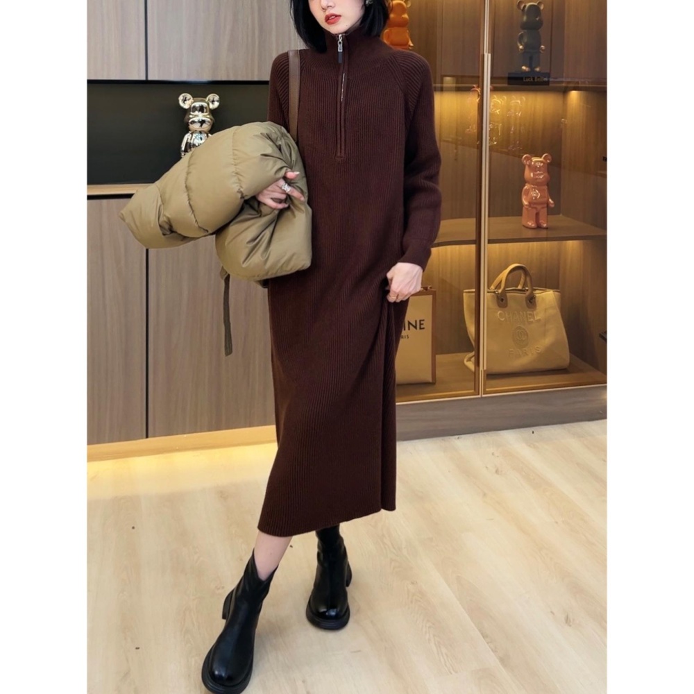 Thick long sweater dress all-match fashion dress