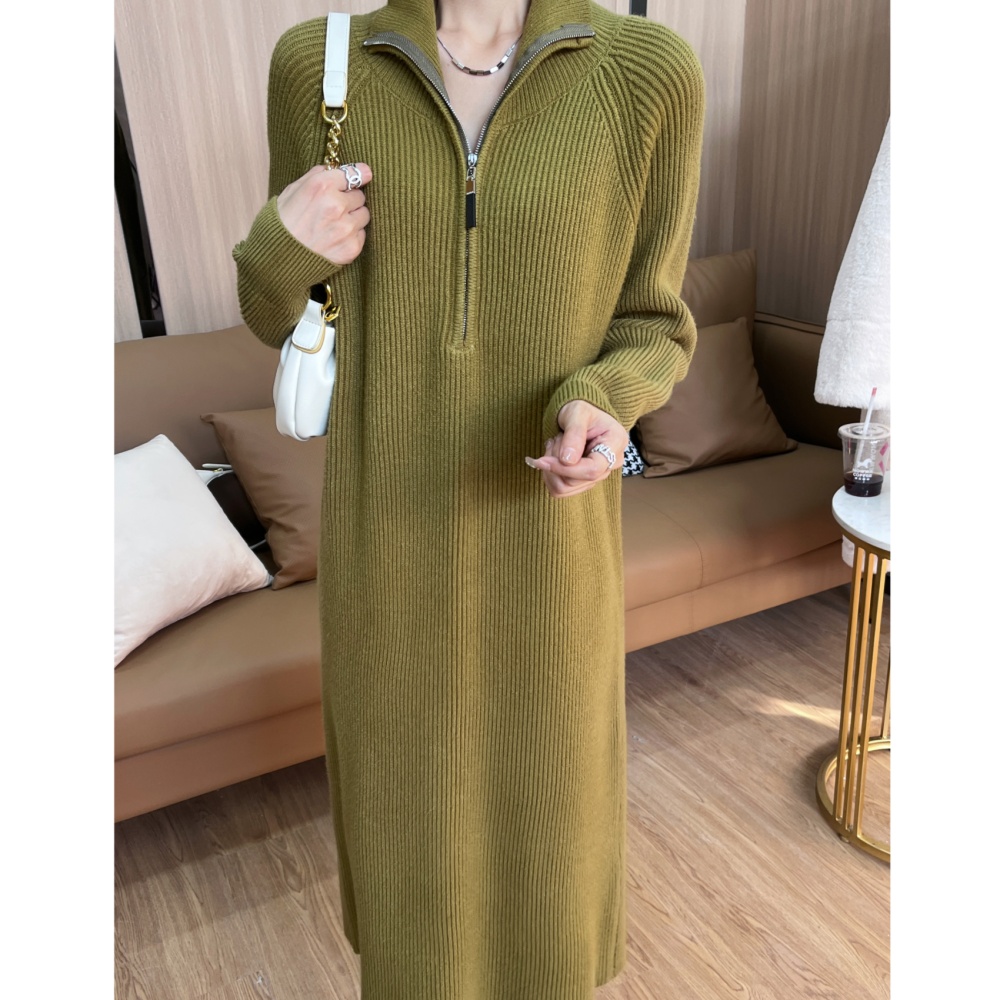 Thick long sweater dress all-match fashion dress