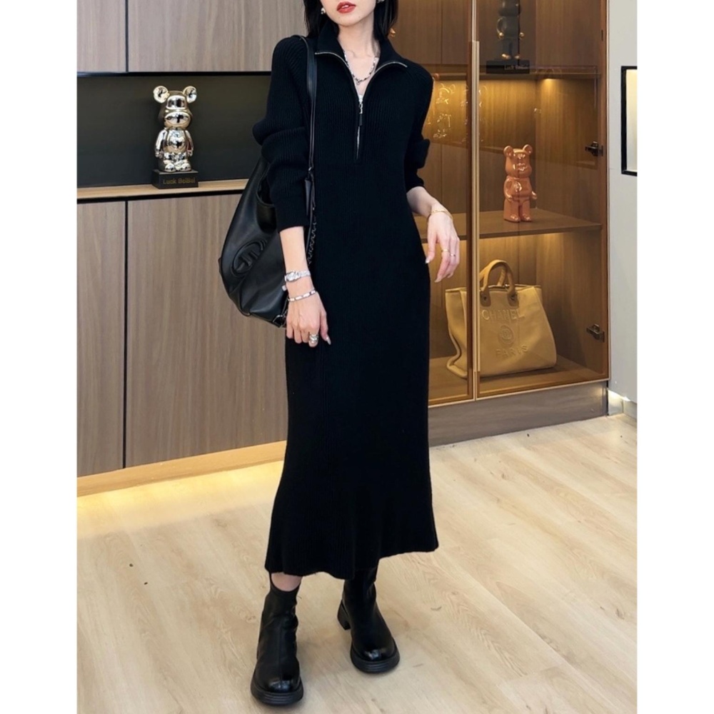 Thick long sweater dress all-match fashion dress