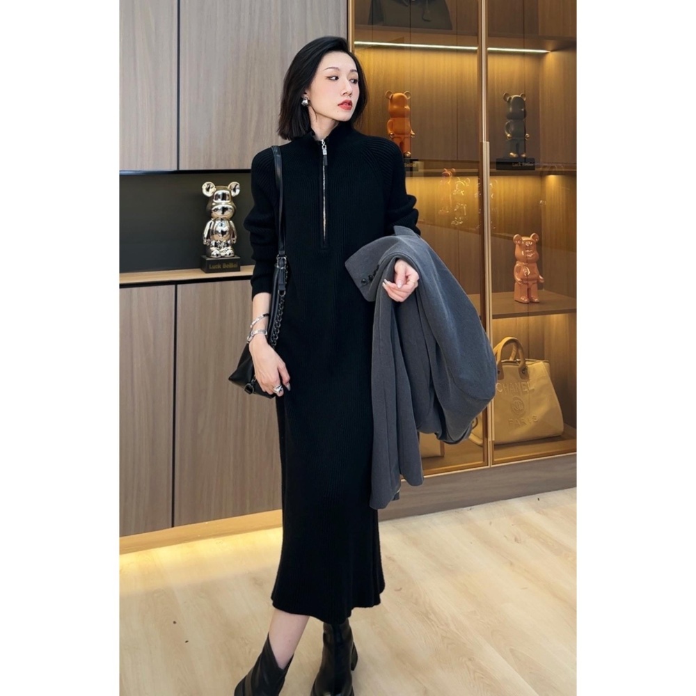 Thick long sweater dress all-match fashion dress