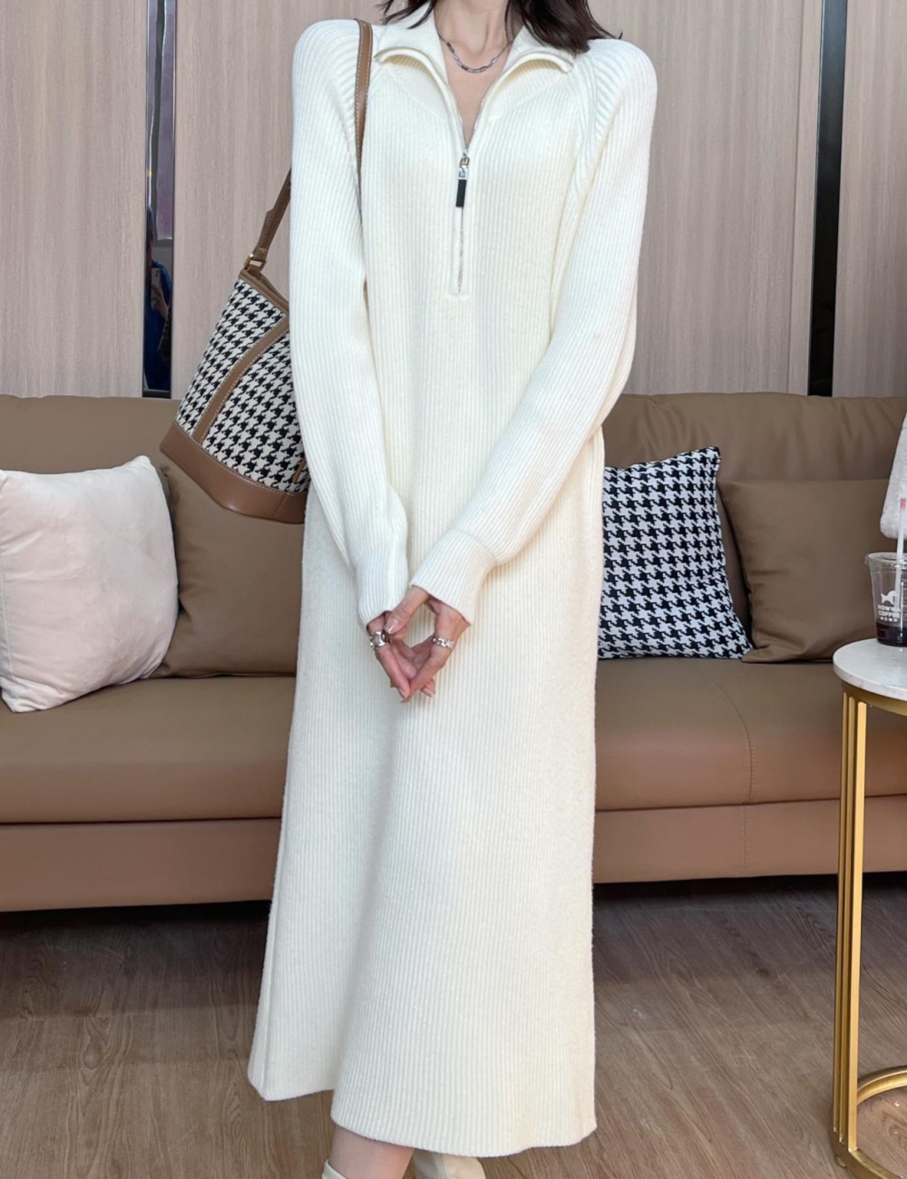 Thick long sweater dress all-match fashion dress