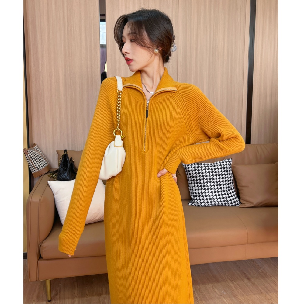 Thick long sweater dress all-match fashion dress