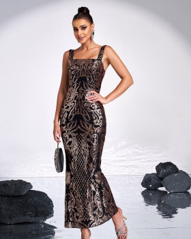 Sequins European style dress banquet evening dress