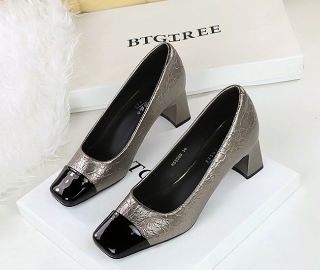 Middle-heel burst crack high-heeled shoes thick shoes