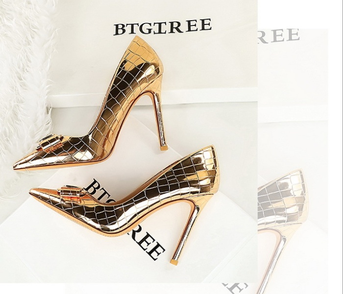 Metal high-heeled shoes fine-root shoes for women