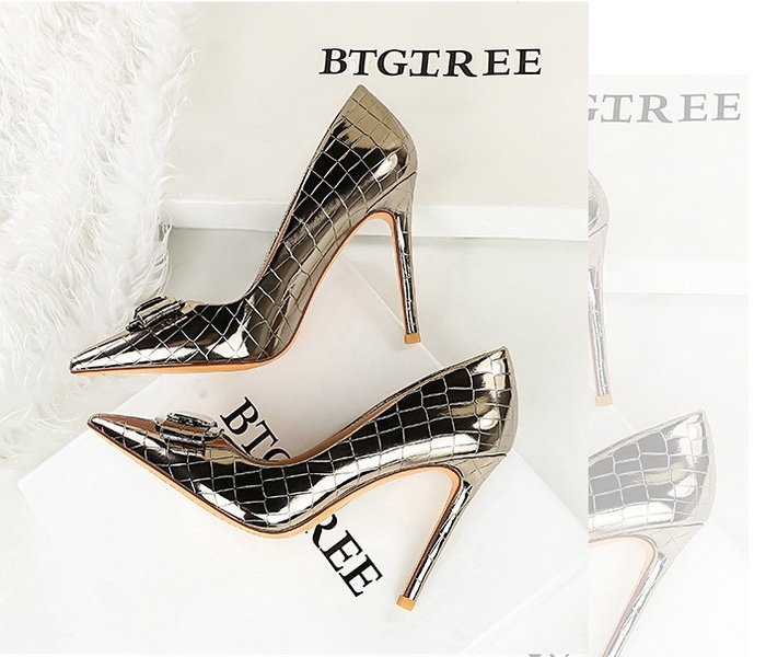 Metal high-heeled shoes fine-root shoes for women