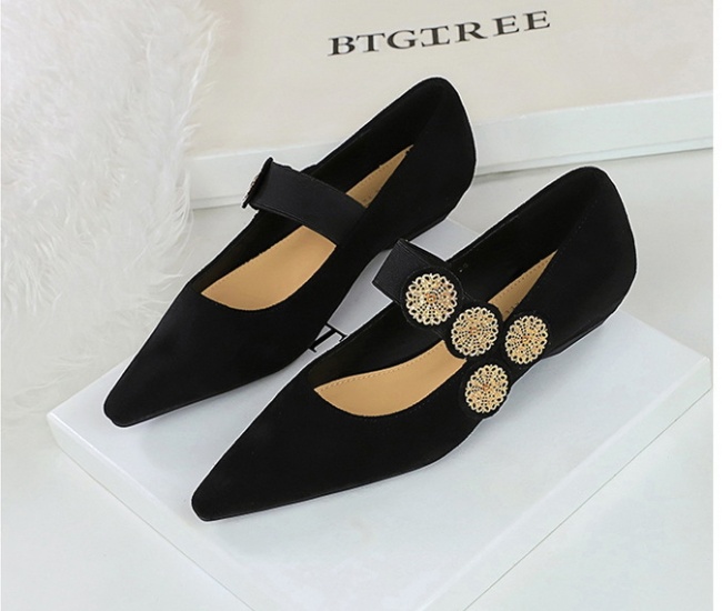 Slipsole all-match broadcloth low retro metal decoration shoes