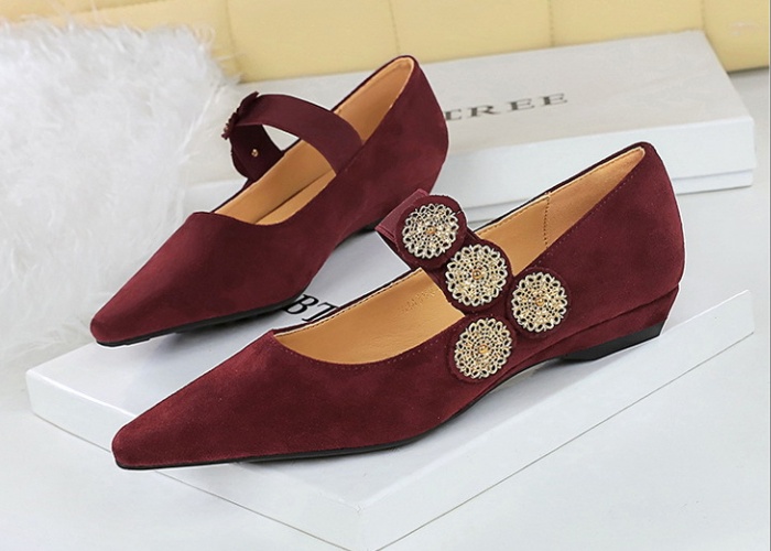 Slipsole all-match broadcloth low retro metal decoration shoes