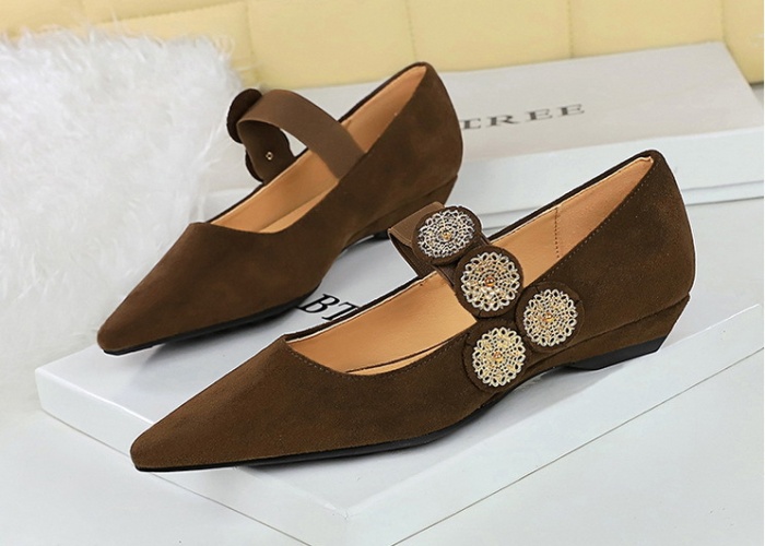 Slipsole all-match broadcloth low retro metal decoration shoes