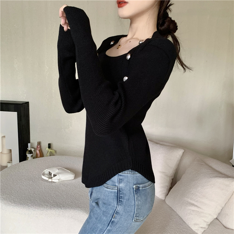 Pure slim bottoming shirt long sleeve sweater for women