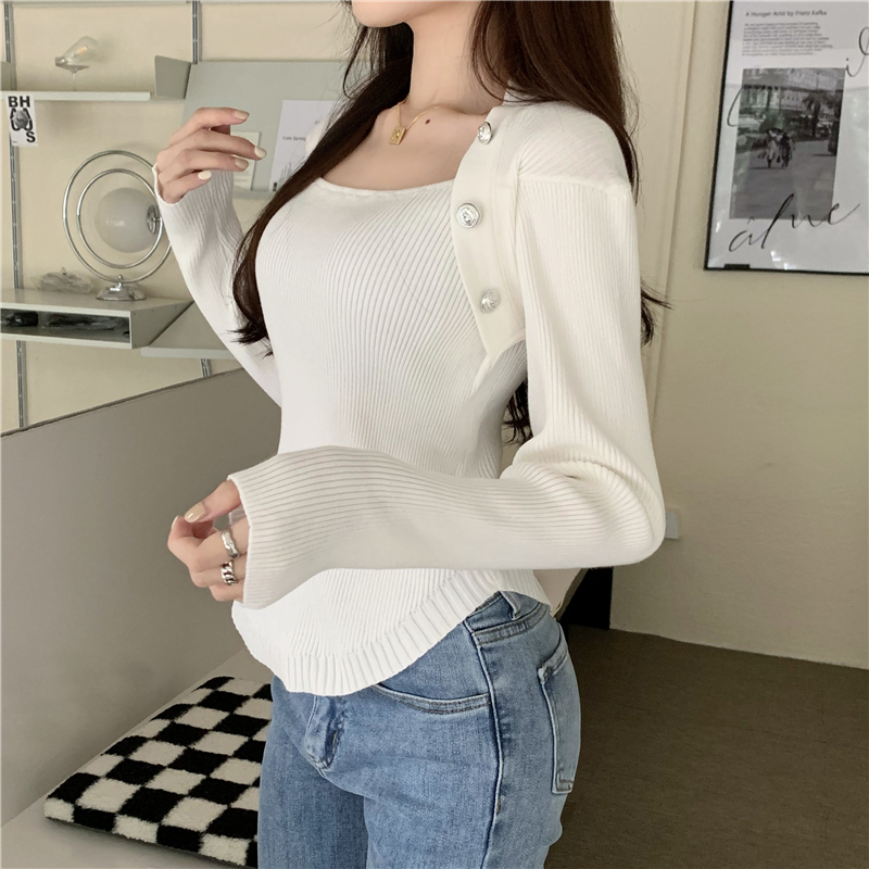 Pure slim bottoming shirt long sleeve sweater for women