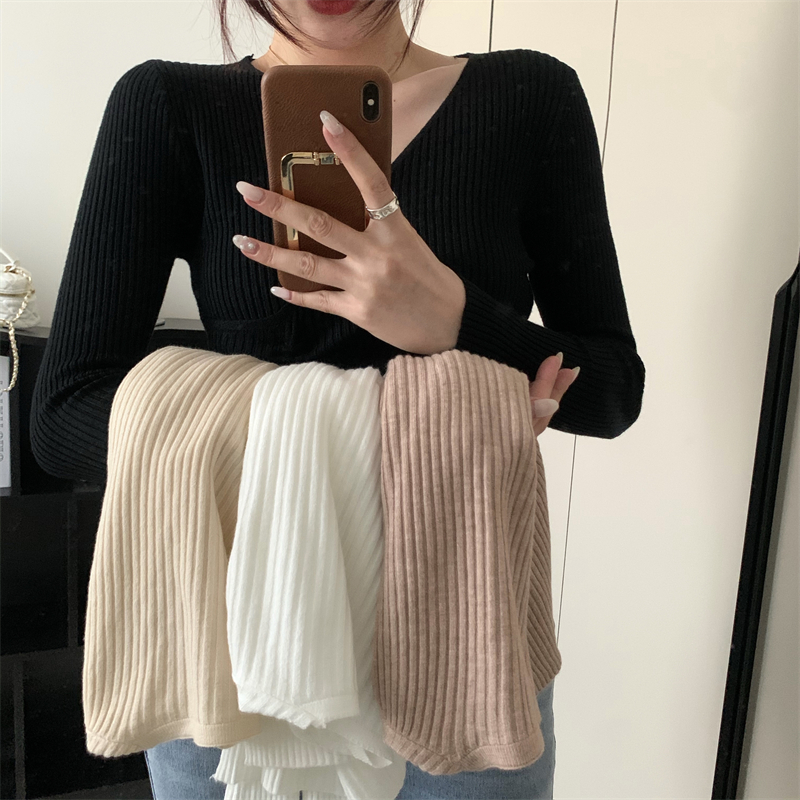 Drawstring sweater bottoming shirt for women