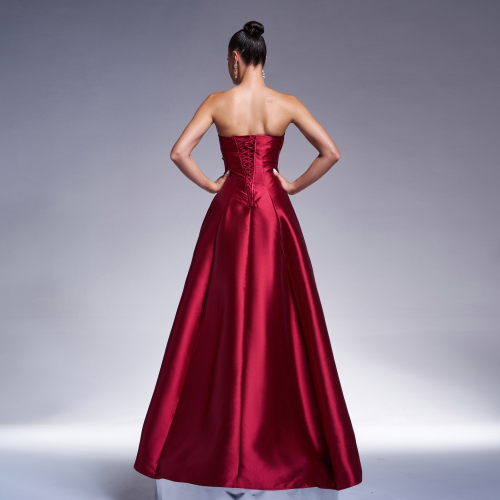 Long banquet evening dress wrapped chest dress